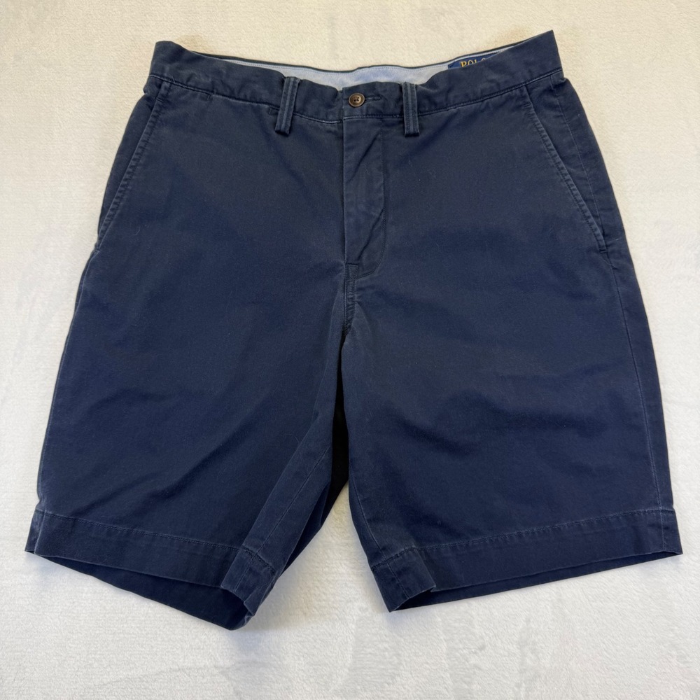 Polo Ralph Lauren Navy Blue Stretch Classic Fit Chino Shorts Size 30‎ 7 Inseam